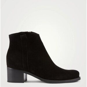 $550 LA CANADIENNE Presley WEATHERPROOF Suede Heeled Ankle Boots BLACK 7 (MG26)